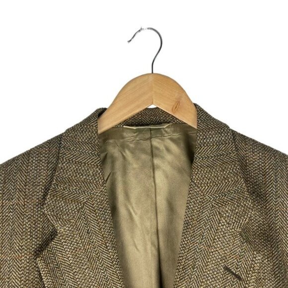 Evan Picone Sterns Mens Vintage Sport Coat Jacket Brown Wool Herringbone 41 R - Picture 4 of 9